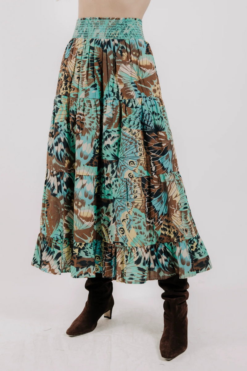 Dark Slate Gray Luelle Skirt in Born To Fly Print Maxi Skirt