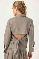 Dark Slate Gray Striped Aster Shirt Top
