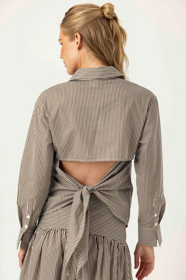 Dark Slate Gray Striped Aster Shirt Top
