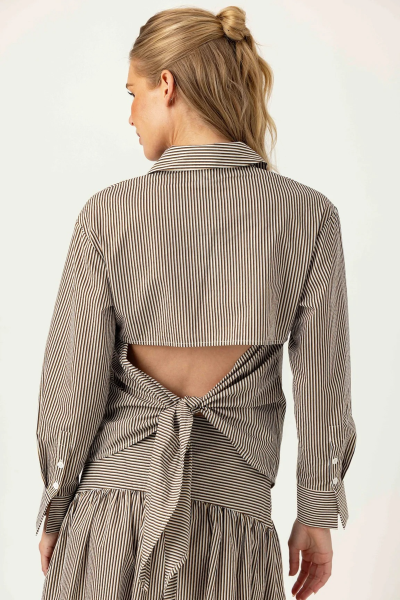 Dark Slate Gray Striped Aster Shirt Top