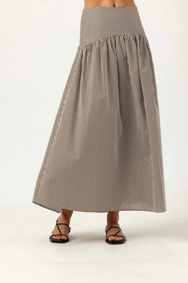 Antique White Striped Celeste Skirt Maxi Skirt