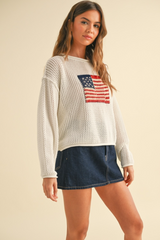 Wheat Flag Knitted Sweater Top Sweater