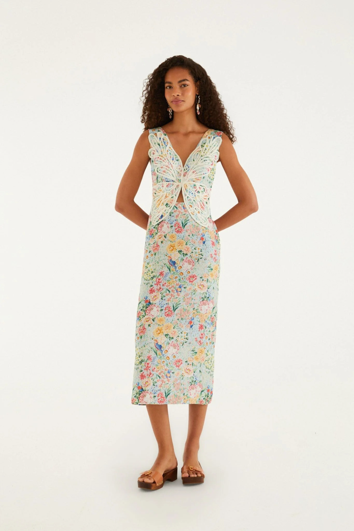 Rendeira Multicolor 3D Bodice Midi Dress – Two Cumberland