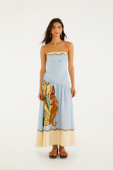 Lavender Multicolor Rio Souvenir Strapless Side Ties Maxi Dress Maxi Dress