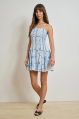 Light Gray The Playing Nice Dress in Floral Scarf Mini Dress