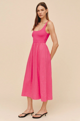 Wheat Sleeveless Knit Combo Dress Midi Dress