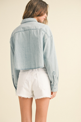 Light Gray Shelby Cropped Denim Shirt Shirt