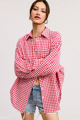 Lavender Page Oversized Gingham Shirt Shirt