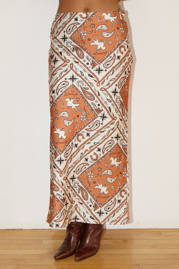 Light Gray Wild West Whirl Maxi Skirt Maxi Skirt