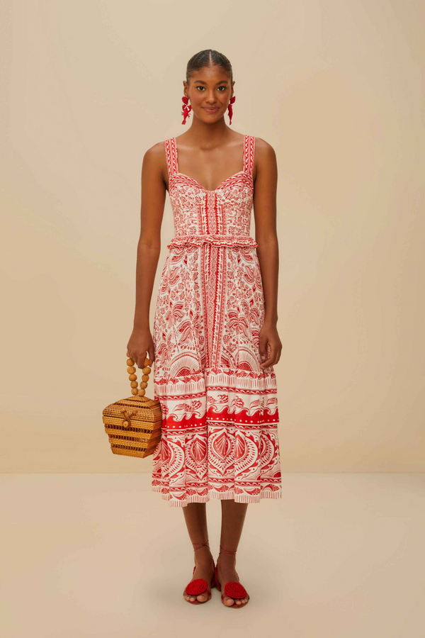 Tan River Ride Red Midi Dress Midi Dress