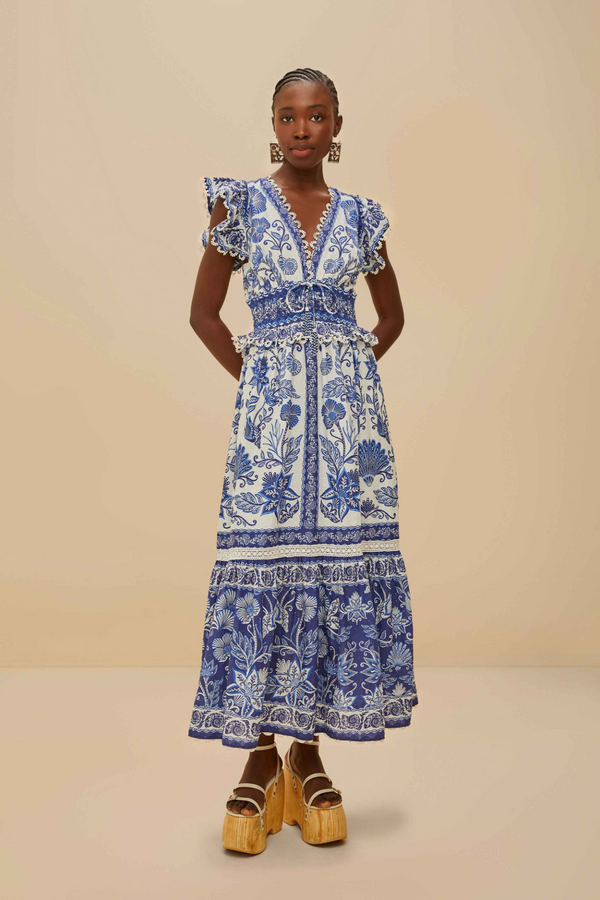 Tan Shell Garden Off White Maxi Dress Maxi Dress