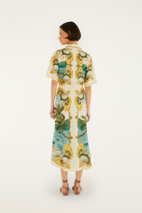 Lavender Off-White Royal Sea Collared Midi Dress Midi Dress