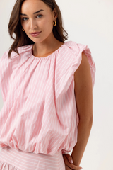 Misty Rose Keira Striped Top Top
