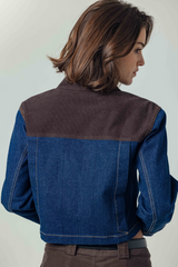 Light Gray Klea Jacket in Denim/Chocolate Jacket