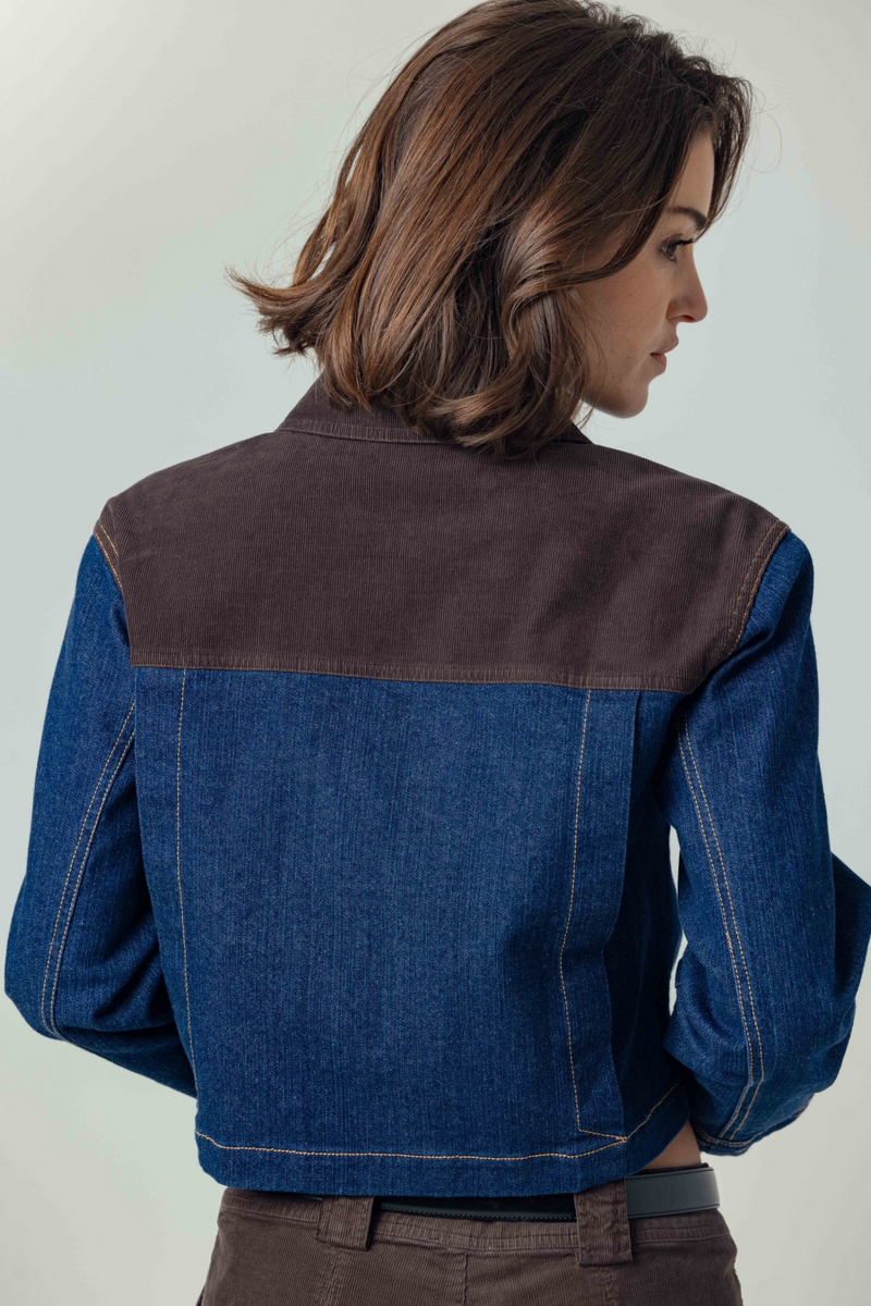 Light Gray Klea Jacket in Denim/Chocolate Jacket