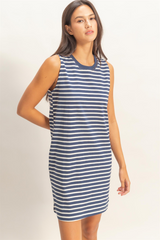 Dark Gray Carson Striped Mini Dress Mini Dress