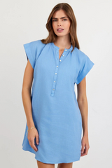 Lavender Cap Sleeve Henley Dress Mini Dress