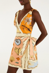 Lavender Rio Souvenir Mixed Scarf Multicolor Sleeveless Mini Mini Dress