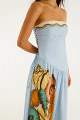 Lavender Multicolor Rio Souvenir Strapless Side Ties Maxi Dress Maxi Dress