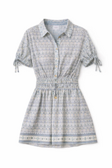 White Smoke Isana Dress in Damask Skywash Mini Dress