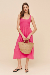 Light Gray Sleeveless Knit Combo Dress Midi Dress