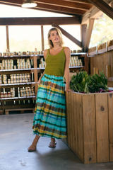 White Smoke Georgia Skirt in Summit Check Midi Skirt