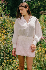Dark Gray Selena Mini Skirt in Pink/Ivory Sequins Mini Skirt