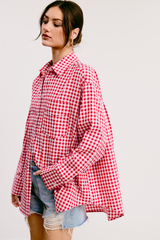Lavender Page Oversized Gingham Shirt Shirt