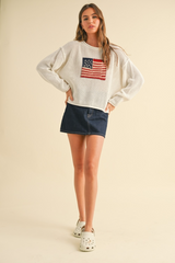 Wheat Flag Knitted Sweater Top Sweater
