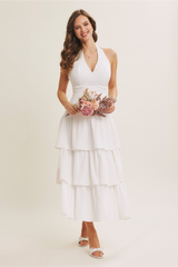Light Gray Endless Ruffle Tiered Maxi Dress Maxi Dress