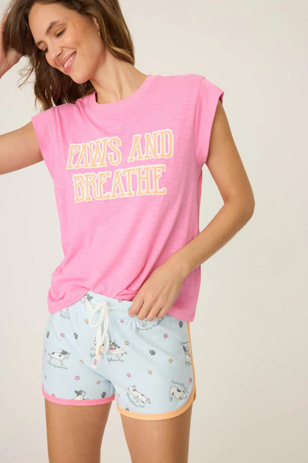 Light Gray Paws & Breathe Dog Print Shorts Regular price Pajama Shorts