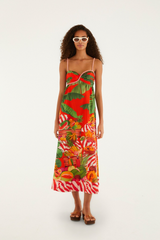 Lavender Fruit Trolley Red Sleeveless Maxi Dress Midi Dress