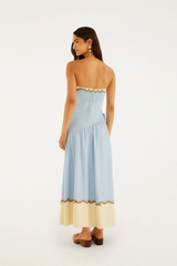 Light Gray Multicolor Rio Souvenir Strapless Side Ties Maxi Dress Maxi Dress