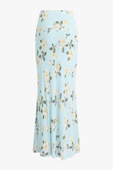 Lavender The Favorite Skirt in Aqua Floral Midi Skirt