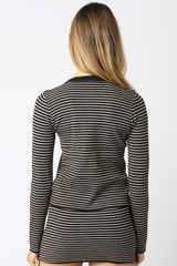 Lavender Lindell Stripe Knit Top in Black/Taupe Top