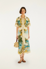 Lavender Off-White Royal Sea Collared Midi Dress Midi Dress