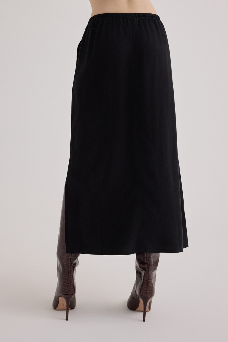 Light Gray Back Slit Skirt Maxi Skirt