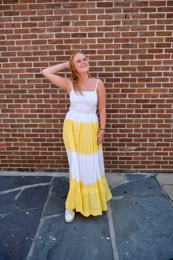 Dim Gray Abigail Maxi in White/Yellow Ombre Maxi Dress