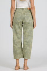 Dark Sea Green Lasso High Rise Barrel Jean | Riviera Camo Jeans