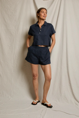 Dark Gray Malin Linen Shorts Short