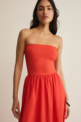 Light Gray Sunsought Strapless Midi Dress Midi Dress