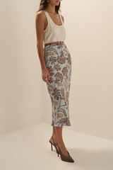 The Jojo Skirt in Sky Paisley Floral