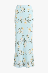 Powder Blue The Favorite Skirt in Aqua Floral Midi Skirt