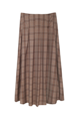 Dim Gray Casini Skirt in Mocha Plaid Midi Skirt