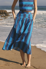 Dim Gray Bold Stripe Midi Skirt Midi Skirt