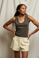 Light Gray Mikayla Travel Stripe Short Short