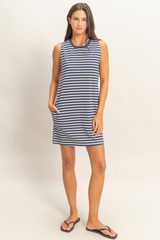 Antique White Carson Striped Mini Dress Mini Dress