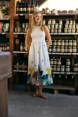 Black Elsie Dress in Farmers Market Midi Dress
