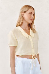 Lavender Short Sleeve Puritan Collar Shirt Top