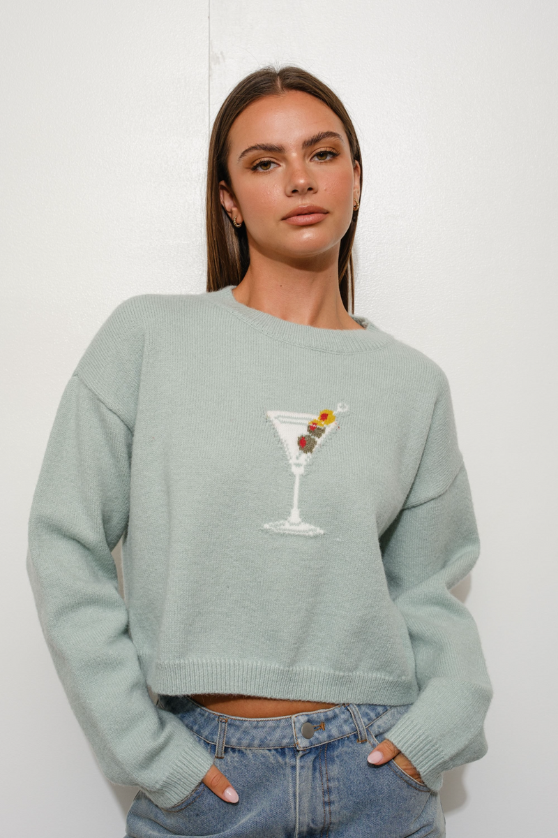 Light Gray Merry Martini Sweater Sweater